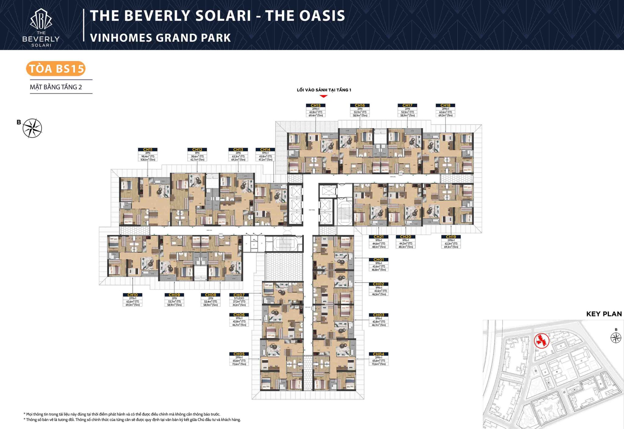 Mặt bằng BS15 The Oasis Beverly Solari tầng 2-34