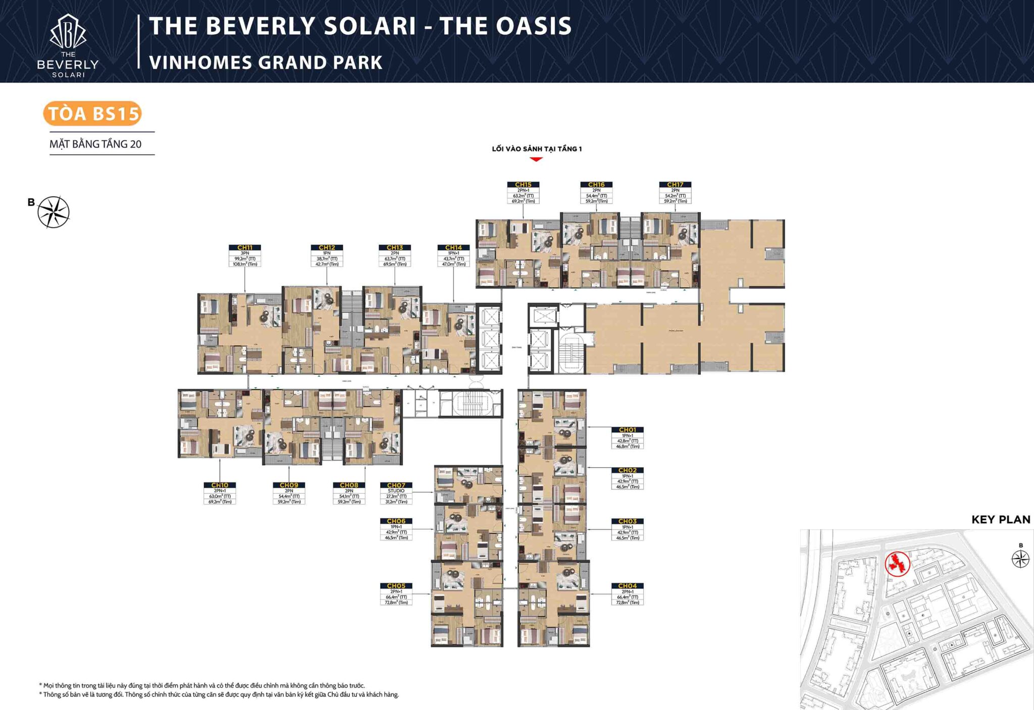 Mặt bằng BS15 The Oasis Beverly Solari tầng 6-34